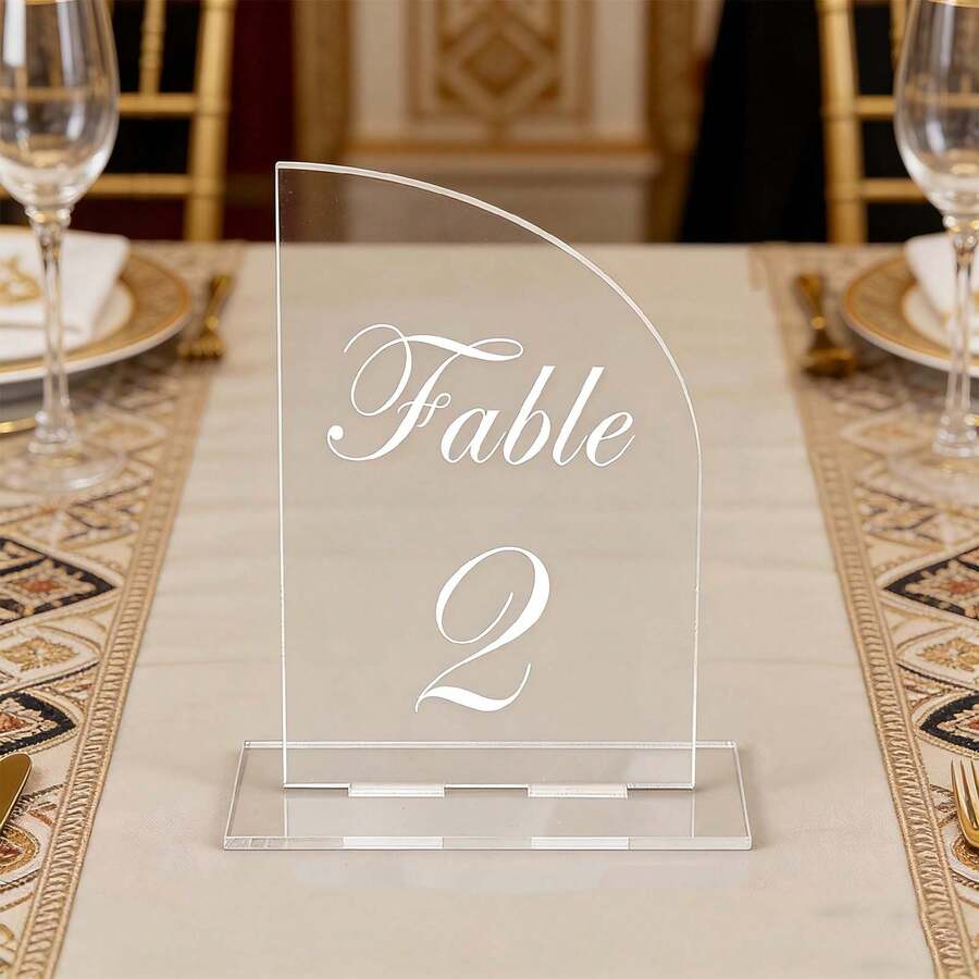 OUTANA 亚克力可拆卸桌号牌，简约设计，适用于商务酒店、生日派对、餐厅、会议、婚礼、展览、桌号识别等场合。 - BJ3061 - 查看 1