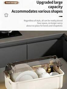Giá đựng bát đĩa và dụng cụ nhà bếp đa năng có nắp đậy, tủ đựng đồ chống bụi và thoát nước. - Nhiều màu - Xem 6