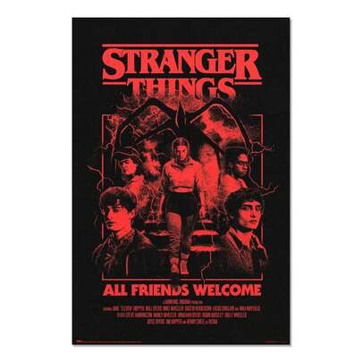Ecommerc3 Affiche décorative Stranger Things, motif << Tous les amis sont les bienvenus », 91,5 x 61 cm, idéale pour la décoration de la chambre et de la maison