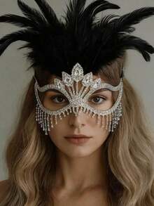 Silver Tassel, Luxury Decor, Masquerade Party Women - Bạc đen - Xem 6