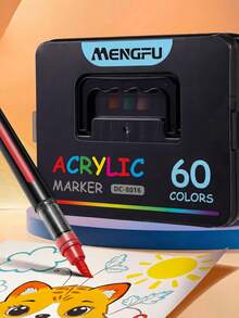 Mengfu Marcadores Acrílicos Líquidos Directos DC-8016, 12/24/ 36/48/60 Colores, No Tóxicos, para Estudiantes y Jardines de Infantes, Colores Variados - Conjuntos - Ver 1