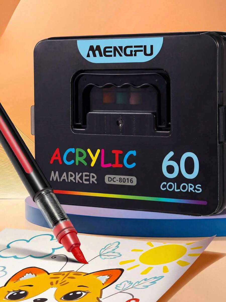 Mengfu Marcadores Acrílicos Líquidos Directos DC-8016, 12/24/ 36/48/60 Colores, No Tóxicos, para Estudiantes y Jardines de Infantes, Colores Variados - Conjuntos - Ver 1