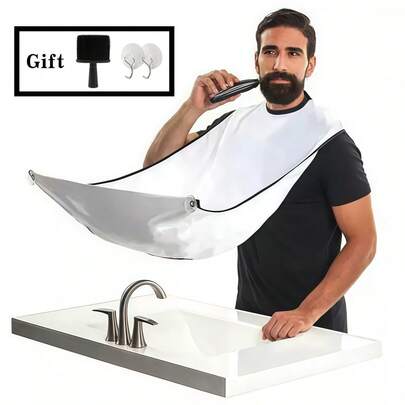 男士胡须围兜，胡须修剪收集斗篷，剃须碎屑收集器，不粘防水胡须修剪布，无尘剃须围兜，碎屑防护围裙，防粘胡须剃须斗篷，浴室剃须碎屑收集器，便携式胡须修剪围裙，男士剃须修剪防水碎屑收集器