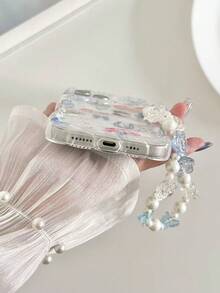 Funda protectora suave para teléfono con diseño de gato trenzado de borde ondulado, minimalista y elegante, pintado a mano con flores y gatos, compatible con iPhone 17pro/17Air /17/17promax 16/11/16pro/16plus/16promax/16e/15Promax/13/14/12/XS/XR/7G/8PXR /7/8, 15Promax, 13, 14, con accesorio de pulsera hecha a mano con cuentas - Multicolor - Ver 7