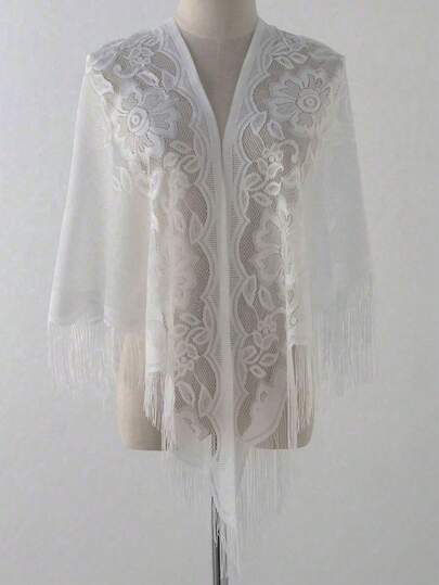 1 chiếc khăn choàng tam giác ren hoa rỗng cho nữ, nhẹ, thoáng khí, kiểu bohemian, có tua rua, thích hợp cho mặc hàng ngày, du lịch, nghỉ mát, đi biển, đám cưới, tiệc tùng, hẹn hò ngày Valentine.