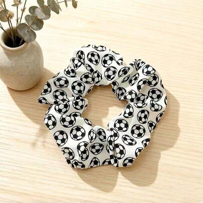 Dây buộc tóc in hình quả bóng đá, độ đàn hồi cao và không gây hư tổn, kiểu dáng thể thao, thích hợp cho tập luyện, chạy bộ và xem bóng đá.