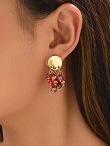 1 Pair Women's Personalized Fashion Beaded Tassel Pendant Earrings Suitable For Daily Wear And Vacation - Multicolor - View 2