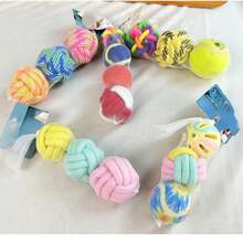 Bộ đồ chơi cho thú cưng bằng bóng dây cotton bền chắc, giúp giảm buồn chán và làm sạch răng, có chuông. - Nhiều màu - Xem 6