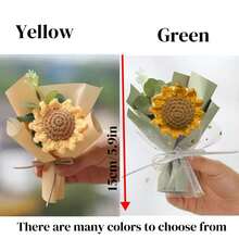 1 ramo de flores artificiales tejidas a mano con hilo, flores artificiales de tela y tejido, que incluye papel de regalo, girasoles, adecuado como regalo de cumpleaños o aniversario para mamá, novia, amiga, Día de la Madre, San Valentín, recuerdo de boda y decoración del hogar para fiestas festivas, regalo de Navidad, decoración del hogar, decoración de escritorio, decoración de dormitorio y baño, decoración de escritorio, regalo de cumpleaños o fiesta para mujeres - Multicolor - Ver 5