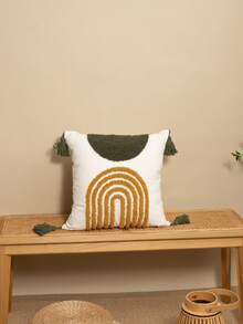 1/2 chiếc vỏ gối trang trí hình bán nguyệt thêu nhung, chất liệu vải cotton canvas, kiểu dáng Bắc Âu có tua rua, thích hợp cho phòng ngủ, phòng khách, ghế sofa, các dịp lễ hội, sinh nhật, tiệc tùng, mọi mùa, kích thước 30*50cm, 45*45cm (không kèm ruột gối) - màu xanh lá - Xem 15