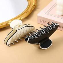 1pc European And American Style Acetate Fiber Crafted Black White Minimalist Textured Medium Hair Clip,Hair Accessories For Women - Multicolor - View 5