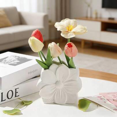 1个创意小雏菊陶瓷花瓶，欧式简约花卉装饰，桌面摆件，节日礼物