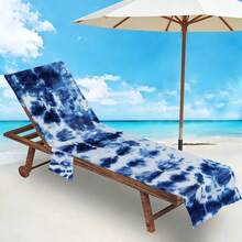 1pc Tie-Dye Super Fiber Beach Chair Cover With Design - Lightweight, Breathable Pool Lounger Towel With Pockets, Ideal For Travel & Beach Holidays, Poolside Essentials|Summer Style Cover|Portable Beach Cover, Beach Towel ﻿ - Multicolor - View 2