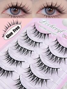 5对自粘卡通麦穗假睫毛，柔软自然无需胶水，透明塑料麦穗仿貂毛粘贴式假睫毛，假睫毛，化妆睫毛 - 黑色 - 查看 8