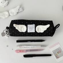 Hộp đựng bút bằng vải denim họa tiết cánh thiên thần và ngôi sao, dung tích lớn, túi đựng bút thời trang, hộp đựng đồ dùng học tập dễ thương dành cho bé gái. - Nhiều màu - Xem 8