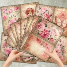 36 tờ giấy A5 họa tiết hoa hồng hồng, nữ thần và chim, thích hợp cho sổ tay Bullet Journal, tranh ghép, thiệp, album ảnh và đồ thủ công. - Hình chữ nhật - Xem 6