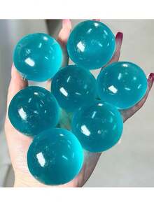 6厘米/2.36英寸蓝/粉色手工捏捏球，柔软易捏，超级解压，热门麦芽糖浆球6.0高透明麦芽捏捏球，柔软饺子状解压玩具，慢回弹可塑形椰子油手工球发泄玩具，薄荷椰子油手工捏捏球，纯手工DIY解压玩具 - 藍色 - 查看 8