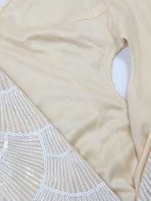 [Hot New Arrivals Spring/Summer 2026] Solid Color Spaghetti Straps Pearl Sequins Decoration Hollow Slit Elegant Slim Long Dresses Women Exquisite Ceremony Big Size Wedding Prom Party Spring - Màu be - Xem 5