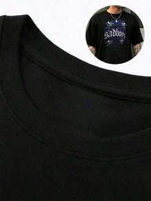 Men's Shirts, Men's Clothing, Men's Shirts, Anti Social Sadboys Club 180G Black And White T-Shirt, Angel Design, High Quality Print, Round Neck, Basic Loose Fit, For Men And Women, Breathable, Versatile, Machine Washable, Comfortable, S-5XL, Daily, Casual, Sporty, Summer Essential.Men's T-Shirt, Women's Sweatshirts, Loose, Casual And Versatile Top T-Shirt - màu đen - Xem 4