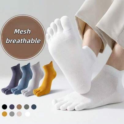 Vớ lưới thoáng khí năm ngón unisex - Vớ mắt cá chân không lộ ngón cho nam và nữ, vớ thấm hút mồ hôi thoải mái với thiết kế xẻ ngón để mang hàng ngày.