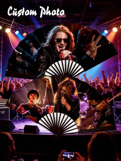 Personalized Handheld Fans Featuring Photos, Custom Folding Fans Made Of Bamboo Wood, Ideal For Weddings, Dance Events, Parties, And As Decorative Gifts For Cosplay, Salons, Concerts, And Other Special Occasions
