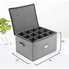 Porcelain Hard Shell Wine Glass Storage - 16" X 13" X 10"H - Stackable With Fully Padded Interior, 44601574 - 水鴨藍 - 查看 2
