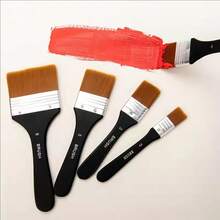 尼龙宽头油画笔，木柄设计，适用于丙烯、油画、素描、水彩等绘画，美术用品，返校必备 - 單件 - 查看 8