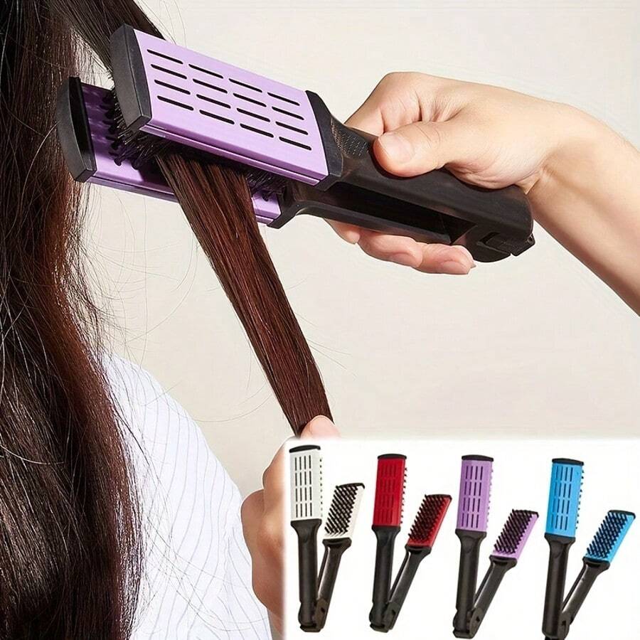 V-Shaped Hair Straightener, 2-In-1 Straightening And Curling Iron, Portable Non-Rechargeable Home Hair Straightening Comb