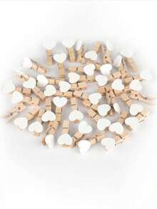50pcs White Heart-Shaped Wooden Photo Clips - Wooden Photo Paper Clips, Postcard Clips, Mini Decorative Clips Suitable For Crafts, Home Decor, Weddings, And Parties, Perfect For Displaying Photos And Decorations - View 7