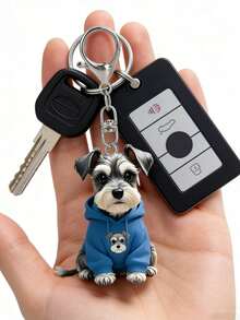 1PC ,2D Flat, Cute Schnauzer Dog Wearing A Blue Sweatshirt, Featuring A Fun Puppy Pattern With A 2D Flat Acrylic Design.Lovely Pet Dog Key Charm For Purse, Handbag Decor, A Versatile And Key Ring Decoration, Suitable For Car, Phone, Backpacks, And Wallet,Fashion Jewelry For Pet Enthusiasts,Mother's Day, Back-To-School Gifts - Multicolor - View 8