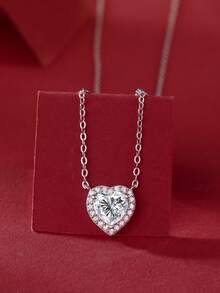 Dây chuyền bạc 925 đính đá Moissanite, mặt dây chuyền tối giản không gây dị ứng, món quà sang trọng cho Ngày Valentine, Ngày của Mẹ, Sinh nhật, Bạn gái, Vợ, Mẹ (Hộp quà kèm giấy chứng nhận) - Bạc - Xem 6