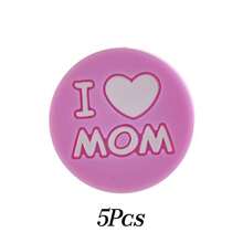 5 pièces Perles rondes en silicone "J'AIME MAMAN", accessoires de bijouterie pour la Fête des Mères, convient pour les bracelets DIY, les colliers, les charms de téléphone, la décoration de sacs, des cadeaux artisanaux créatifs pour la mère et la famille - Multicolore - Voir 10
