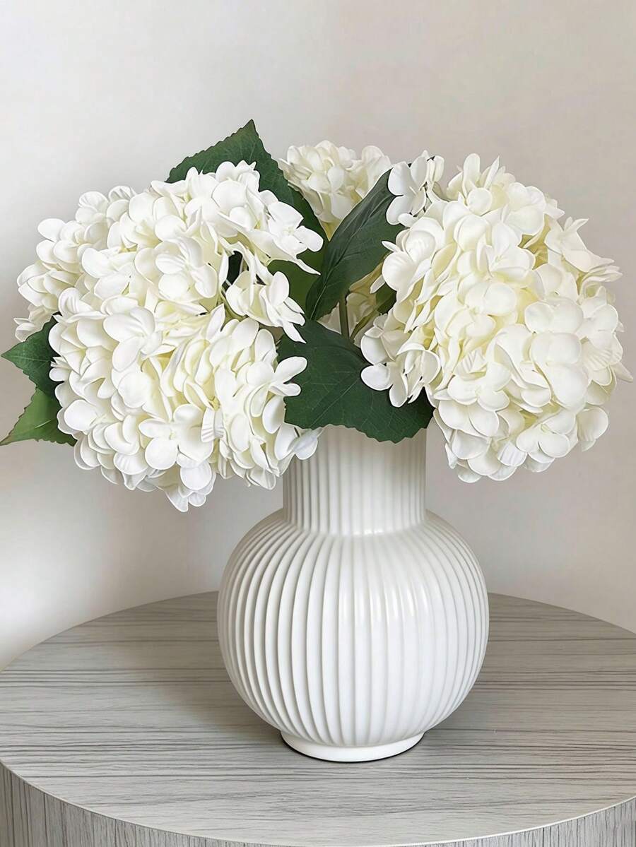 [Quantity] Pcs/Set 9.06 Inch Artificial Hydrangea Flower Bouquet, Fake Hydrangea Flower Stems, Suitable For Wedding Centerpiece Decor, Home Decor (White) - Multicolor - View 1
