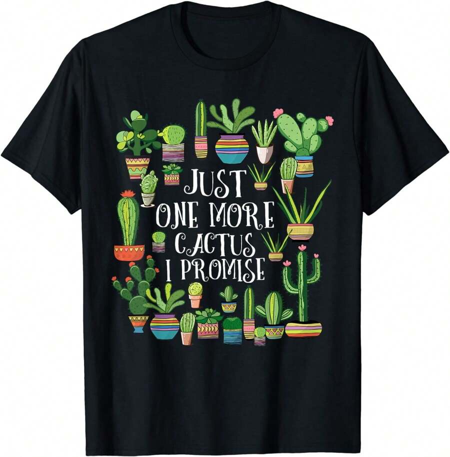Just One More Cactus  Plant Lover Cacti Shirt Cactus Unisex T-Shirt - 黑色 - 查看 1