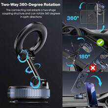 2026 Upgraded Car Phone Holder, Magsafe Super Strong Magnetic Car Phone Holder, 360 °   Adjustable Vacuum Suction Cup Car Phone Holder [Maximum Suction], Unisex Car Truck Accessories. PS: Only Suitable For Installation On Smooth Surfaces. - K10 - 查看 7