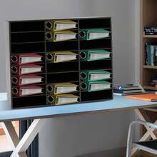 SanBouSi 24-Compartment Literature Organizer Desktop File Holder Office Mailbox - Black - View 3