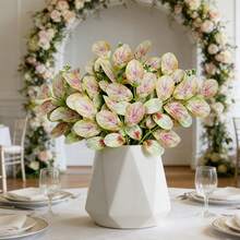Artificial Plants Table Centerpiece Plastic Fake Eucalyptus Stems For Living Room Shelf Home Office Decor - Baby Pink - View 3