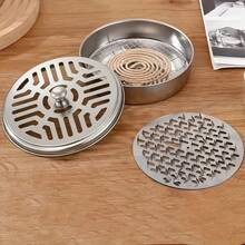 Portador portátil de espiral antimosquitos de acero inoxidable - Caja con tapa y asa para espirales antimosquitos - Plateado - Ver 6