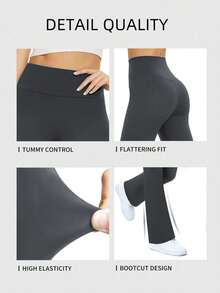 Women's Tight Dance Flared Yoga Sports Pants - 深灰色 - 查看 6