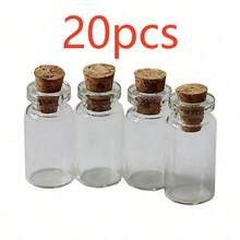 20pcs/Set Mini DIY Glass Bottles With Delicate Cork Stoppers, Cute Wishing Bottles - Clear - View 8