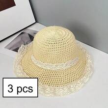 1 Chiếc Mũ Rơm Ren Pháp cho Nữ, Mũ Rộng Vành Chống Nắng Mùa Hè, Mũ Đi Biển, Mũ Thẩm Mỹ Thoáng Khí, Mũ Che Nắng Kiểu Nữ Tính Dễ Thương, Mũ Đi Nghỉ Mát, Giúp Khuôn Mặt Trông Gọn Gàng, Món Đồ Cần Thiết Cho Mùa Hè - mũ chống nắng - Xem 8