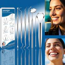 7pcs Dental Tools Dental Pick Teeth Cleaning Tools Hygiene Kit Profional Stainl Steel Tooth Scraper Plaque Tartar Cleaner - With Case Personal Using Pets - Teeth Cleaning Kit - 如圖 - 查看 5