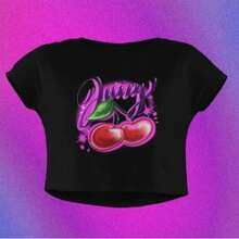 Crop Top Y2K Style Fashion Womens Crop Top Urban Street Style 2000s Tee - 黑色 - 查看 1