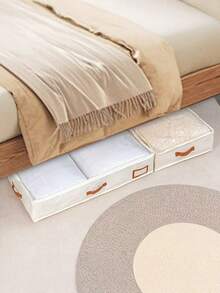 1 pieza Caja de almacenamiento visible debajo de la cama, de gran capacidad para el hogar, adecuada para ropa de temporada, mantas, caja de almacenamiento a prueba de humedad, caja de almacenamiento debajo de la cama plegable y plana - Multicolor - Ver 4