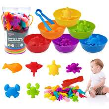 Juego de clasificación de colores de animales marinos, entrenamiento de habilidades motoras finas y cognitivas para educación temprana, juego de conteo y emparejamiento Montessori - Multicolor - Ver 8