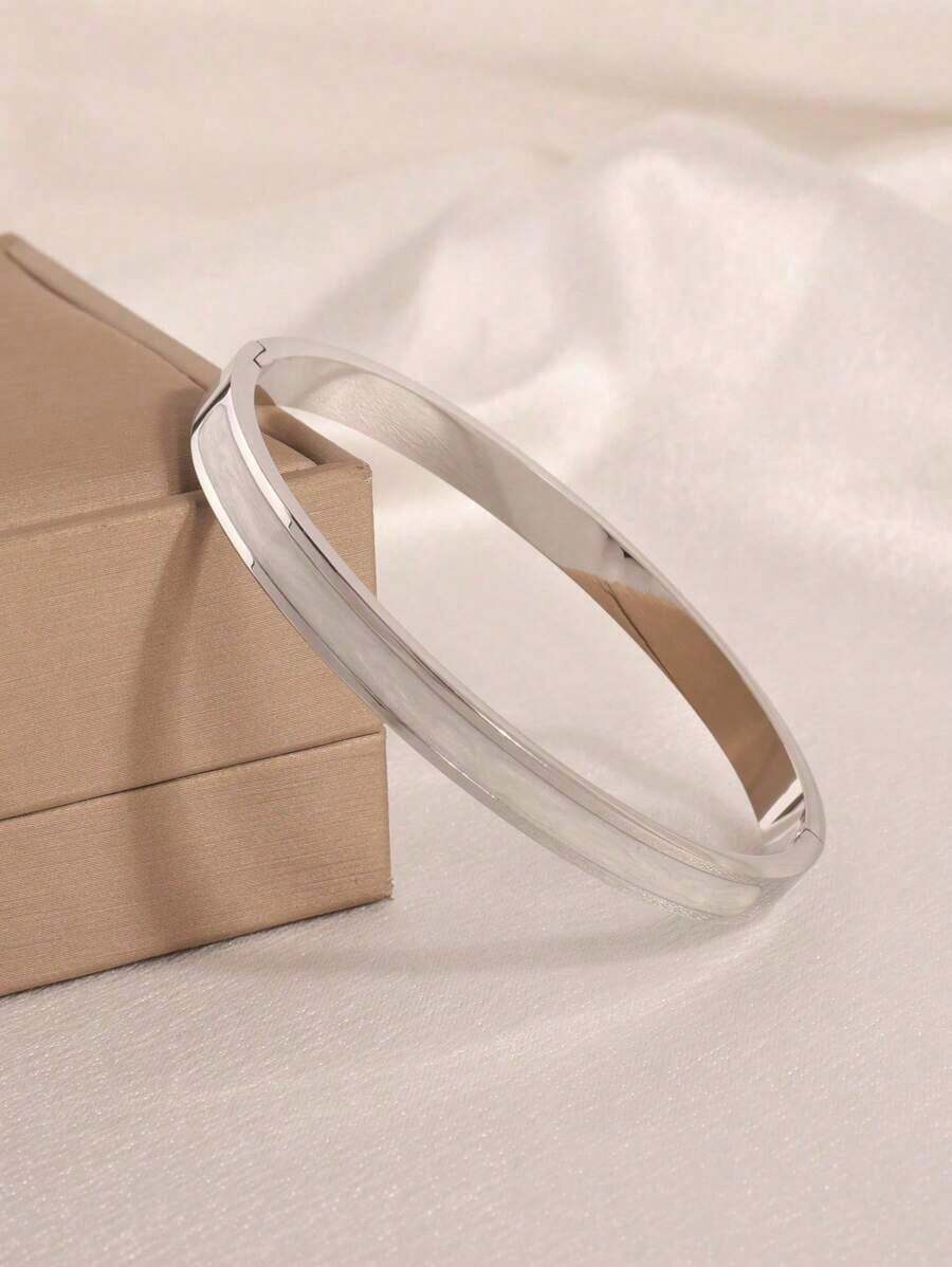 1pc Stainless Steel Beach Style Bracelet For Women, Perfect For Daily Wear, Graduation Or Birthday Gift - 銀級 2 - 查看 1
