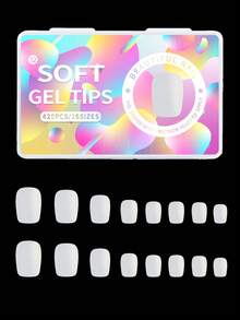 420片/盒 哑光软质假指甲 全覆盖 透明 杏仁形 短款 锥形 方形 圆形 椭圆形 胶囊形 按压式指甲 DIY美甲用品 - 查看 19