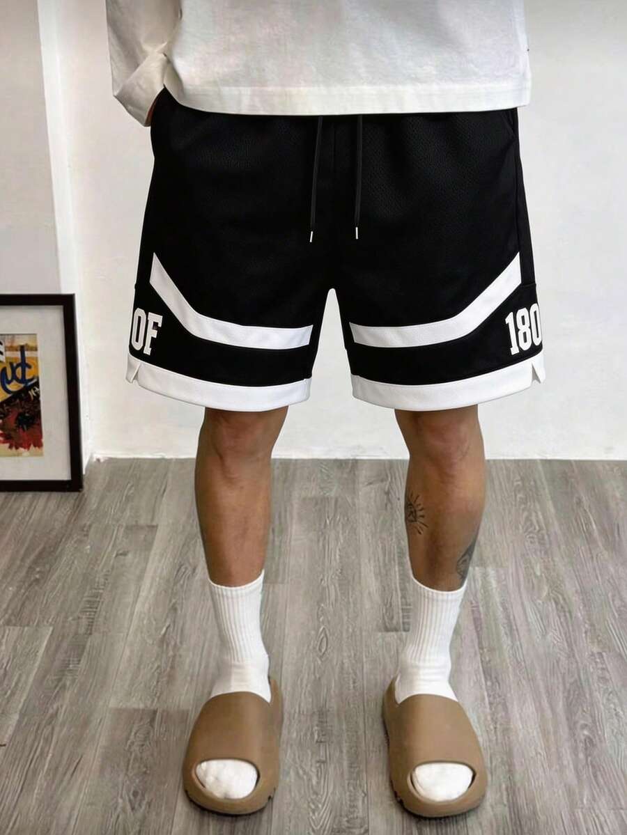 男士夏季休闲日常通勤健身跑步运动短裤 - 黑色 - 查看 1