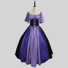 Retro European And American Medieval Slim Fit Color Block Dress With Flutter Sleeves, Large Flared Dress, Off-Shoulder Dress For Women, Cosplay Performance Costume - 紫色 - 查看 1