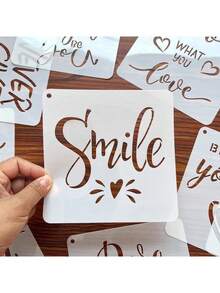 15pcs/Set Random Pattern Inspirational Quote Hollow Template, Lucky English Stencils For Spray Painting, Hand Painting, Printing On Wood, Fabric, Wall, Glass, Reusable Plastic Material - Motivational Words - View 8